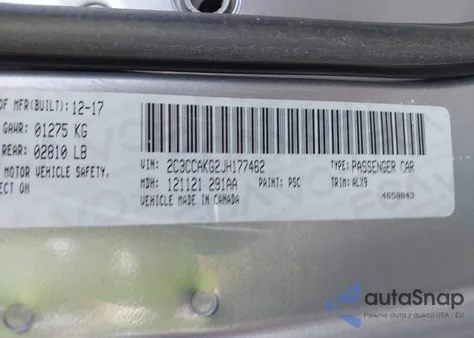 2018 Chrysler 300 Limited Awd z USA, uszkodzony, nr VIN 2C3CCAKG2JH177462